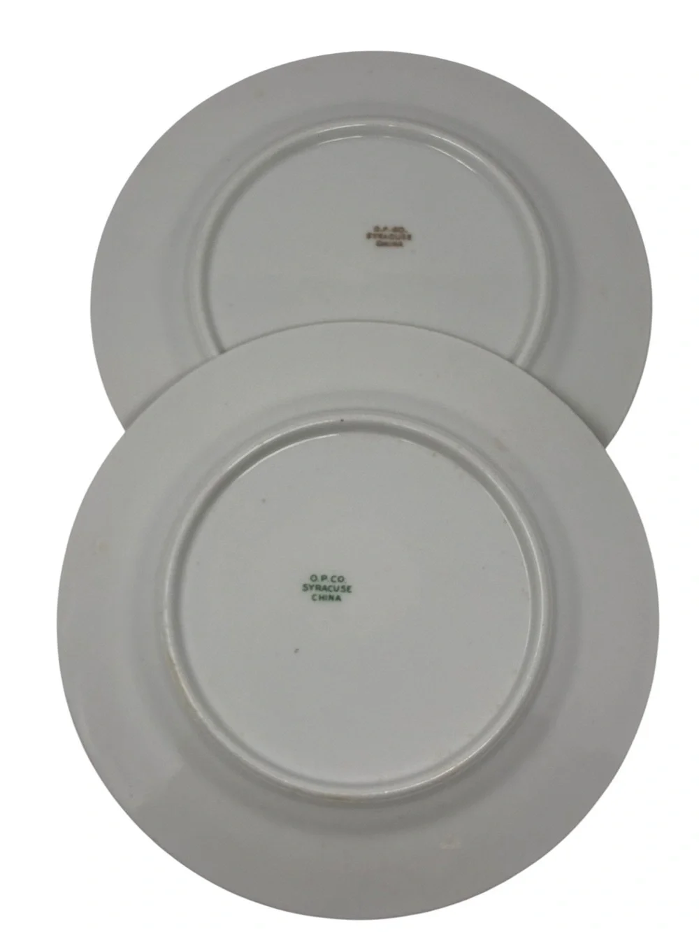6 Vintage O.P. Co Syracuse China 7 Inch Plates White Gold Band 1897-1920
